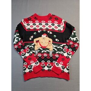 Blizzard Bay Ugly Christmas Sweater Sumo Sushi Red Black Size M For Decoration